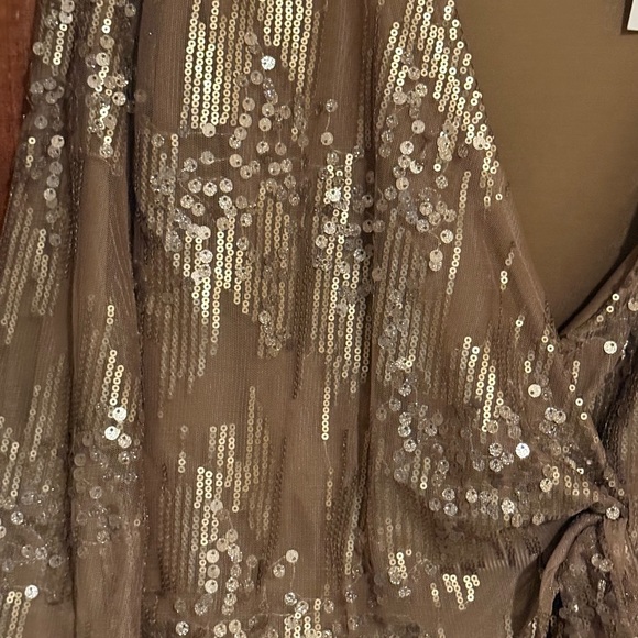 Willow Sequin Wrap Blouse - Gold - Picture 2 of 5